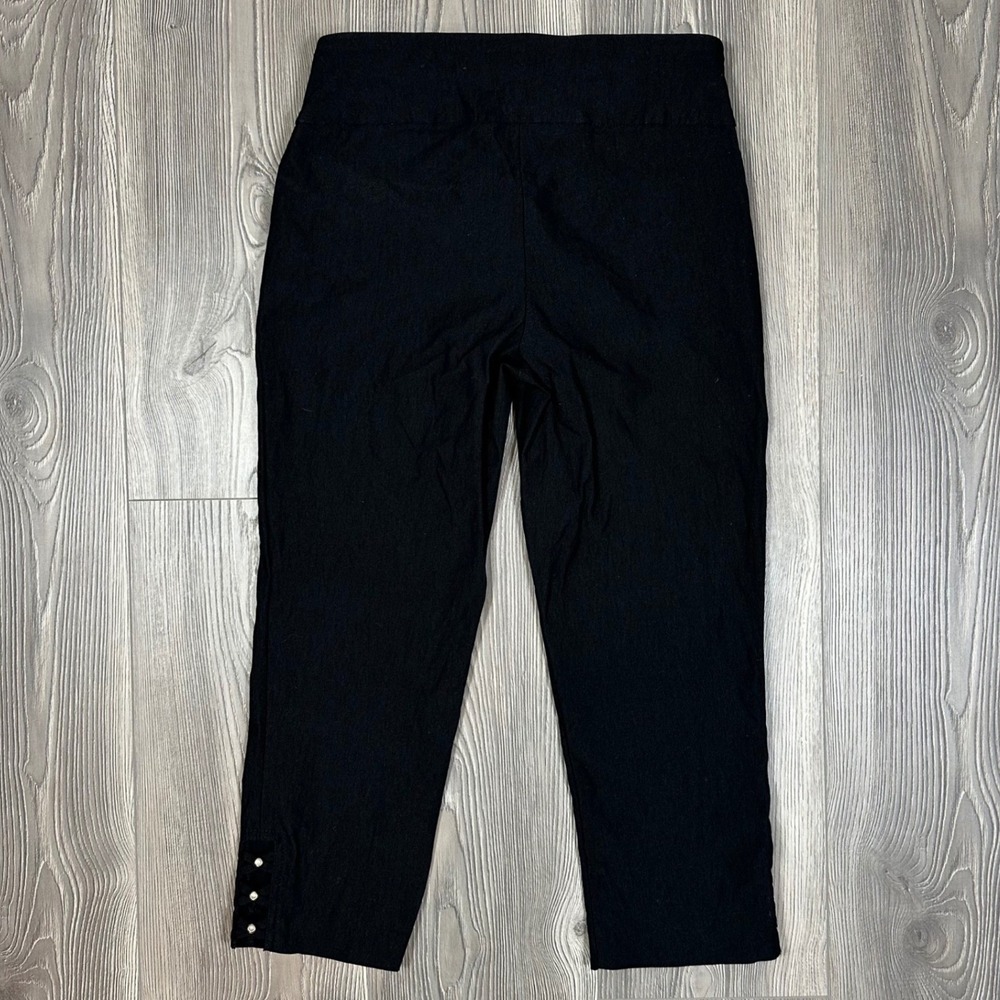 Y2K Black Capri Pants w/ Lace up Details - SIZE 2P Stretchy Gold Gem Embellished